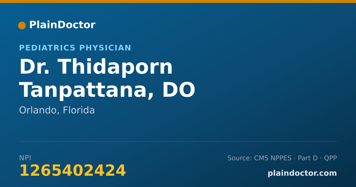 Shareable card for Thidaporn Tanpattana, DO - Pediatrics Physician, Orlando, FL