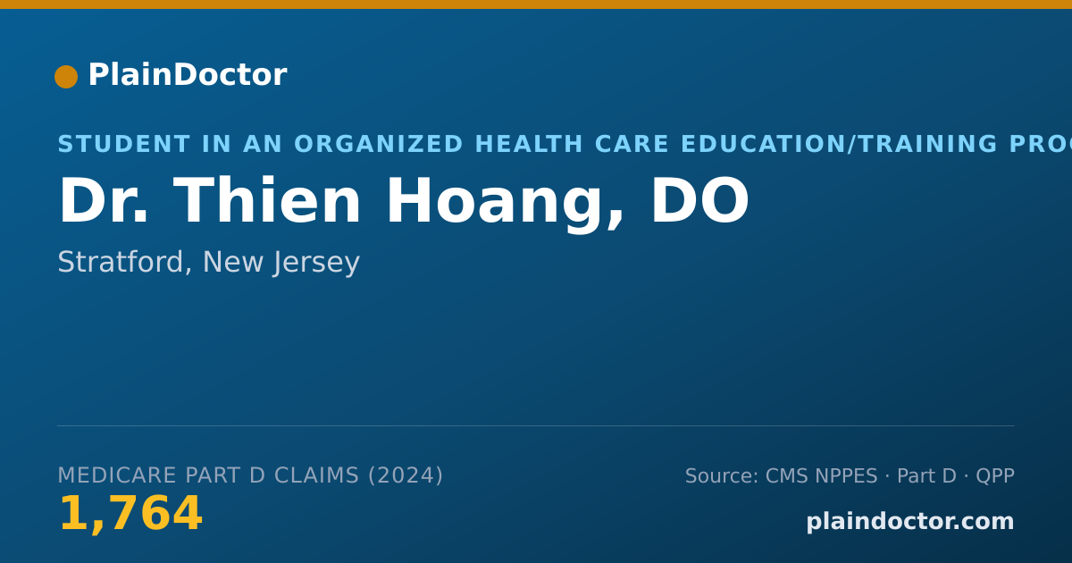 Shareable card for Thien Hoang, DO - Student in an Organized Health Care Education/Training Program, Stratford, NJ