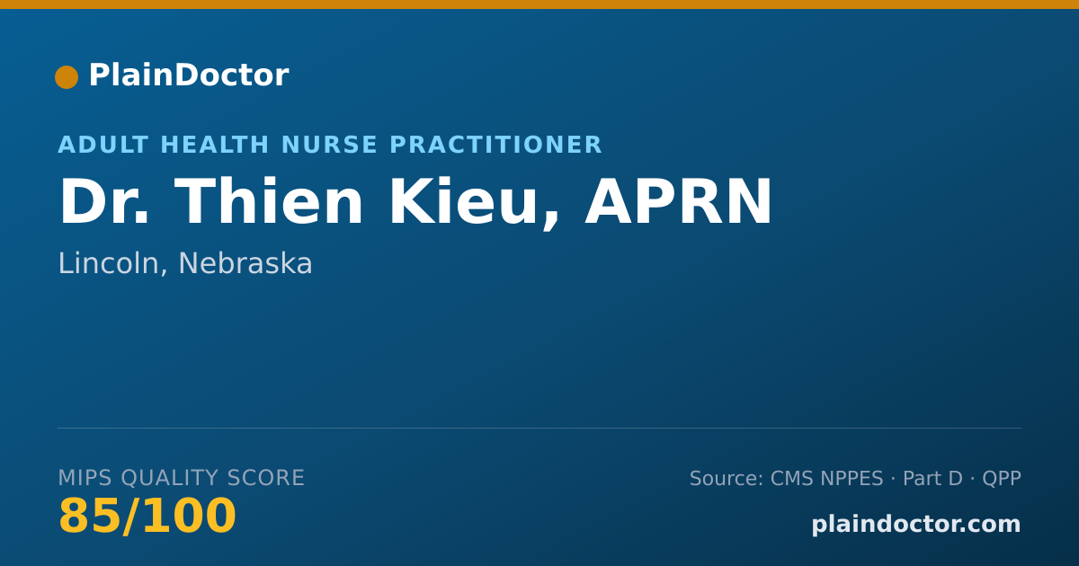 Shareable card for Thien Kieu, APRN - Adult Health Nurse Practitioner, Lincoln, NE
