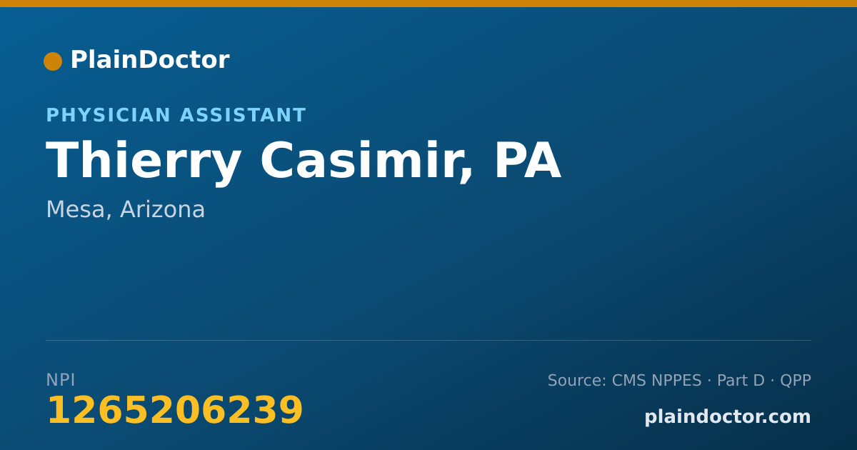 Shareable card for Thierry Casimir, PA - Physician Assistant, Mesa, AZ