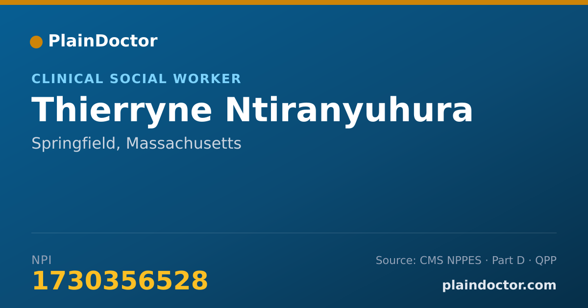 Shareable card for Thierryne Ntiranyuhura - Clinical Social Worker, Springfield, MA