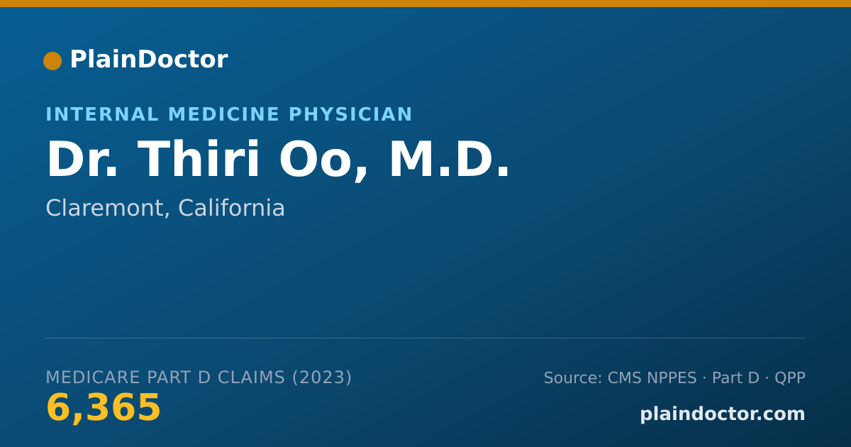Shareable card for Thiri Oo, M.D. - Internal Medicine Physician, Claremont, CA