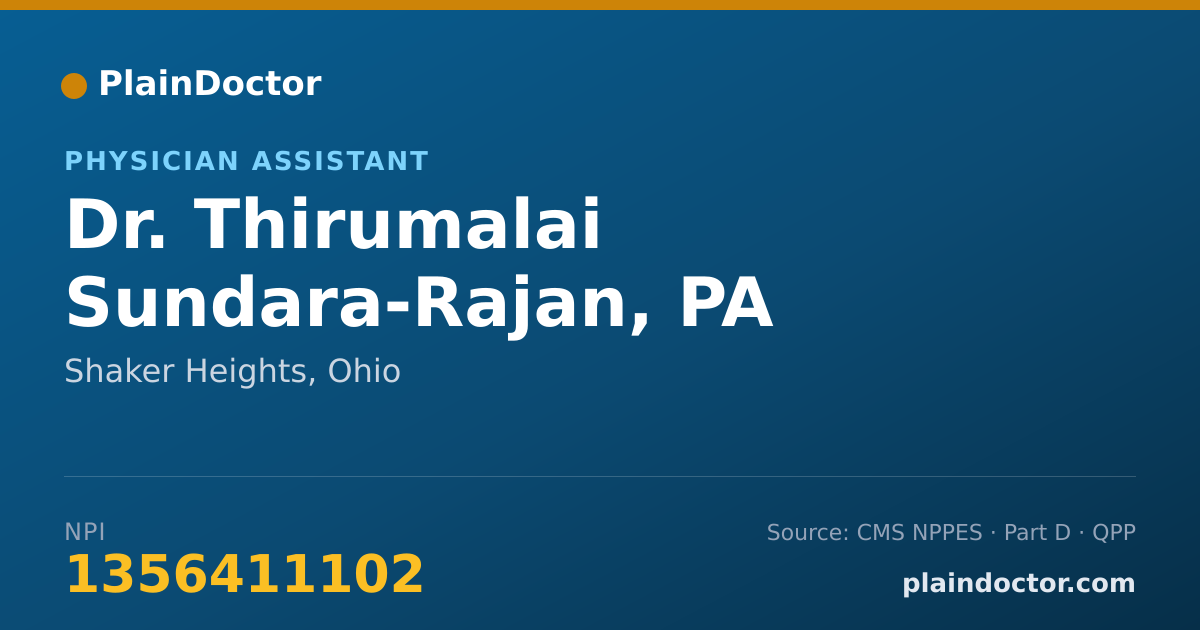 Shareable card for Thirumalai Sundara-Rajan, PA - Physician Assistant, Shaker Heights, OH