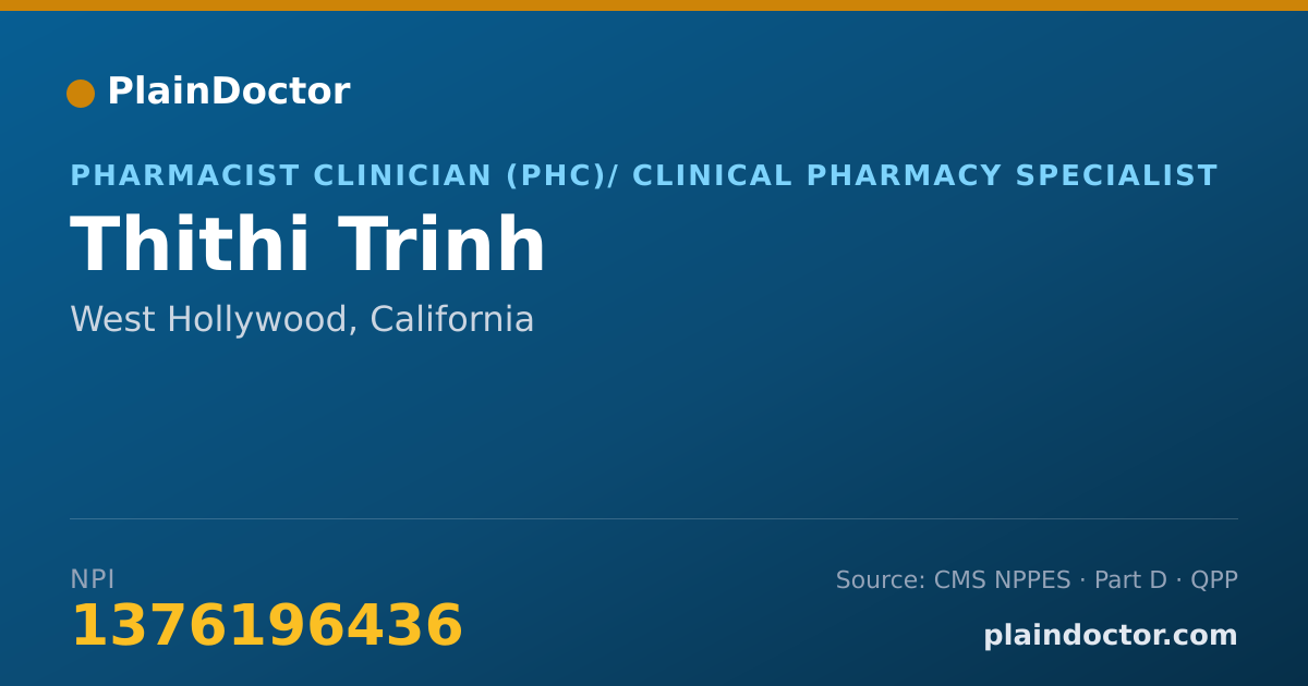 Shareable card for Thithi Trinh - Pharmacist Clinician (PhC)/ Clinical Pharmacy Specialist, West Hollywood, CA