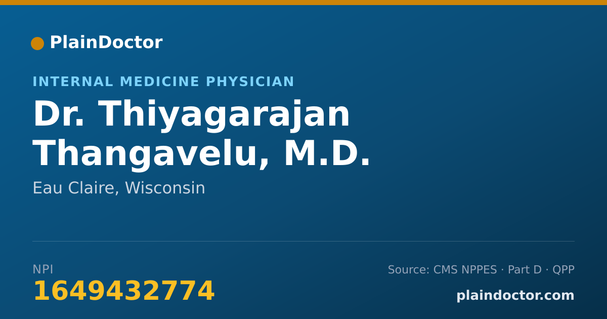 Shareable card for Thiyagarajan Thangavelu, M.D. - Internal Medicine Physician, Eau Claire, WI