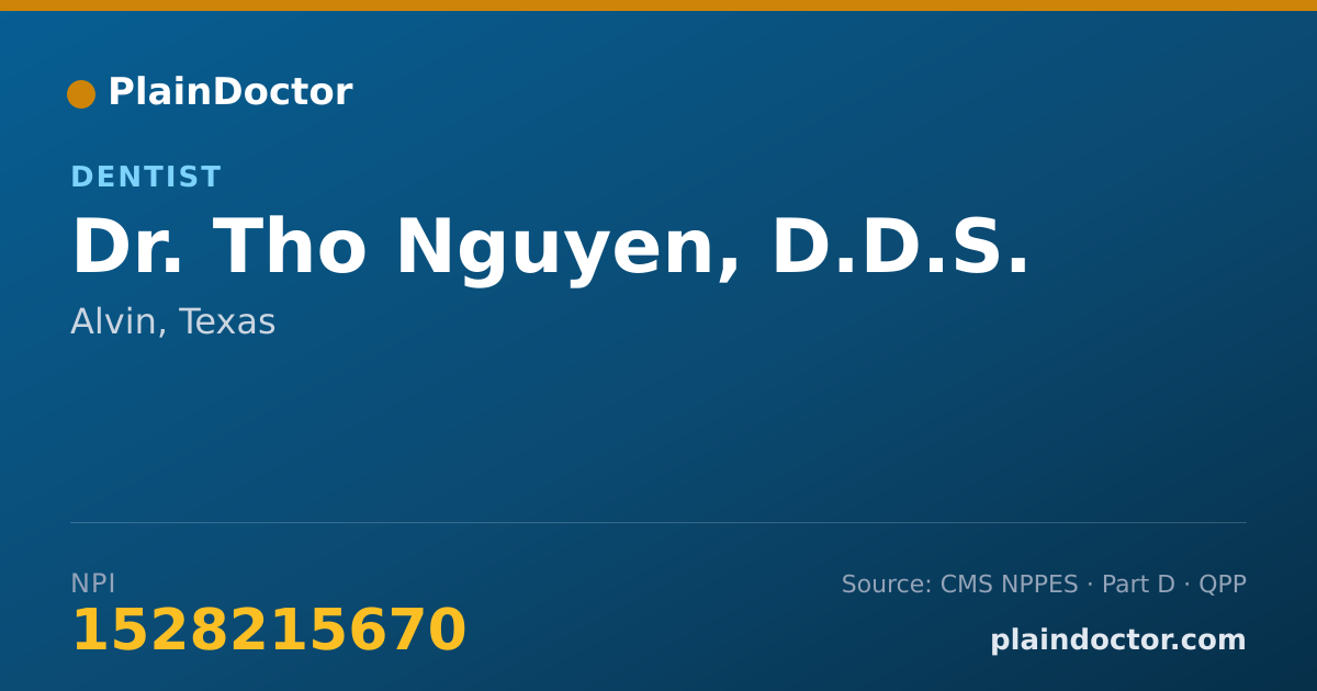Shareable card for Tho Nguyen, D.D.S. - Dentist, Alvin, TX