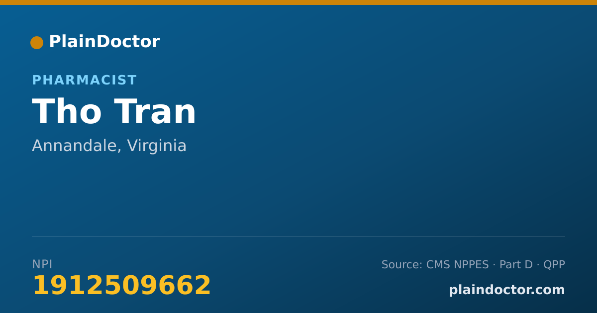 Shareable card for Tho Tran - Pharmacist, Annandale, VA