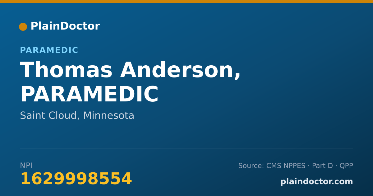 Shareable card for Thomas Anderson, PARAMEDIC - Paramedic, Saint Cloud, MN