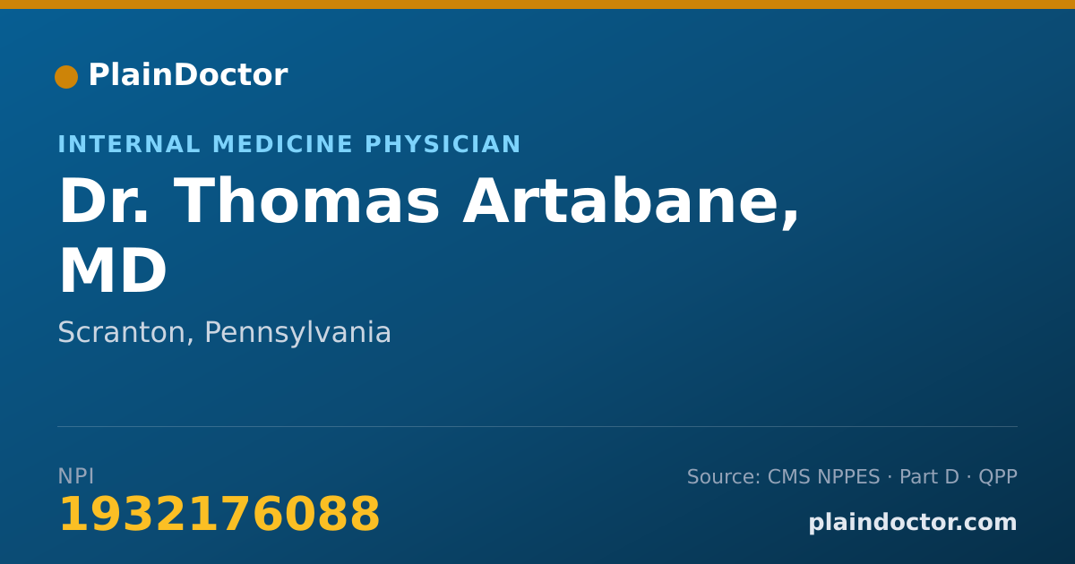 Shareable card for Thomas Artabane, MD - Internal Medicine Physician, Scranton, PA