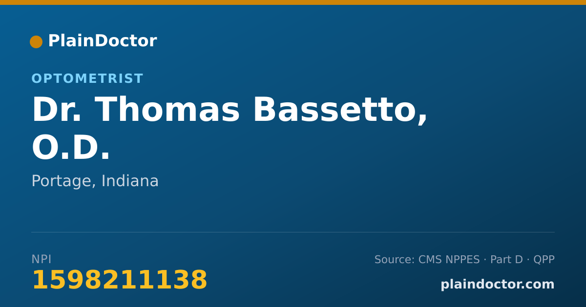 Shareable card for Thomas Bassetto, O.D. - Optometrist, Portage, IN