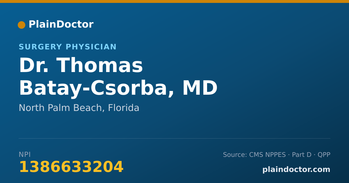 Shareable card for Thomas Batay-Csorba, MD - Surgery Physician, North Palm Beach, FL