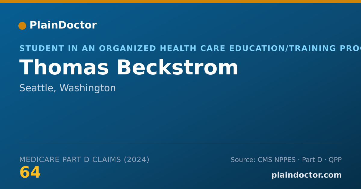 Shareable card for Thomas Beckstrom - Student in an Organized Health Care Education/Training Program, Seattle, WA