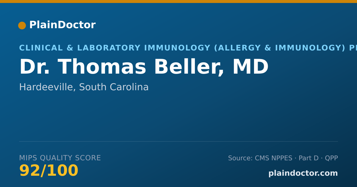 Shareable card for Thomas Beller, MD - Clinical & Laboratory Immunology (Allergy & Immunology) Physician, Hardeeville, SC