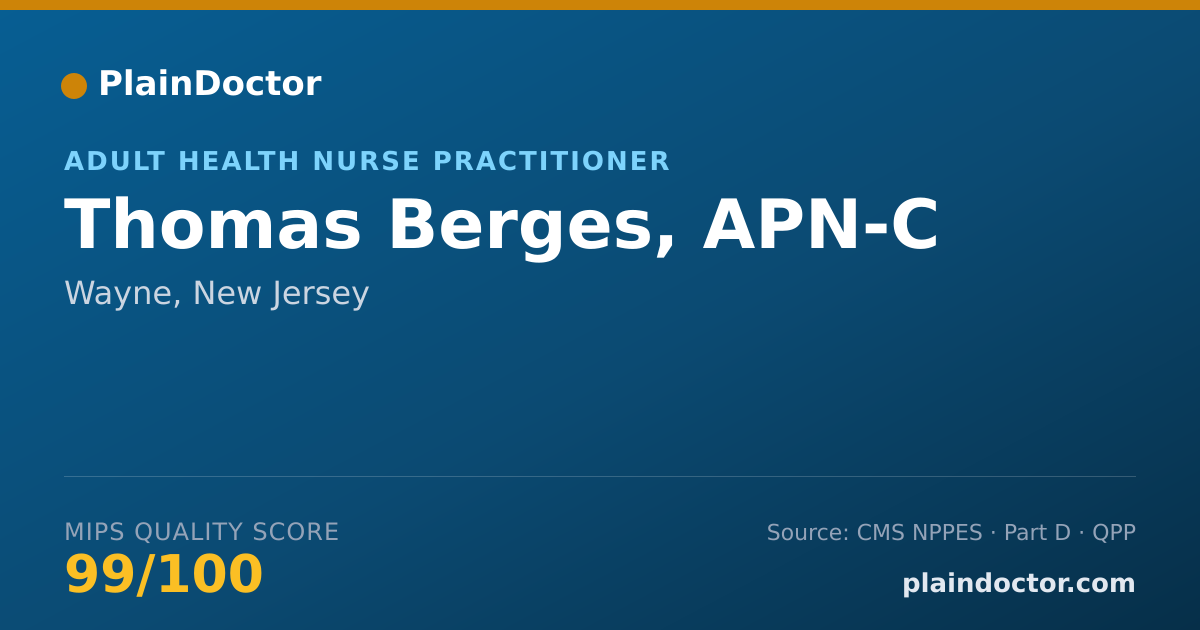 Shareable card for Thomas Berges, APN-C - Adult Health Nurse Practitioner, Wayne, NJ