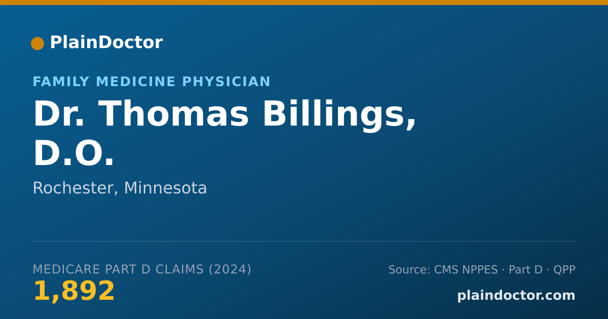 Shareable card for Thomas Billings, D.O. - Family Medicine Physician, Rochester, MN