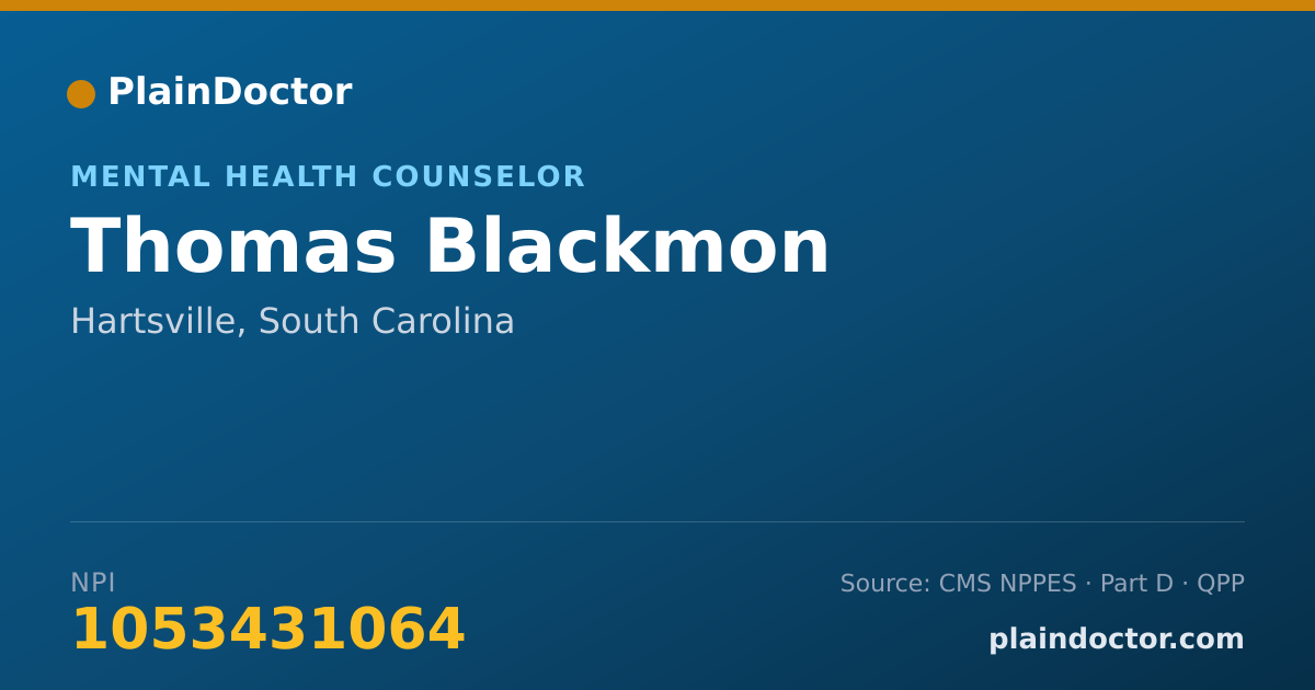 Shareable card for Thomas Blackmon - Mental Health Counselor, Hartsville, SC
