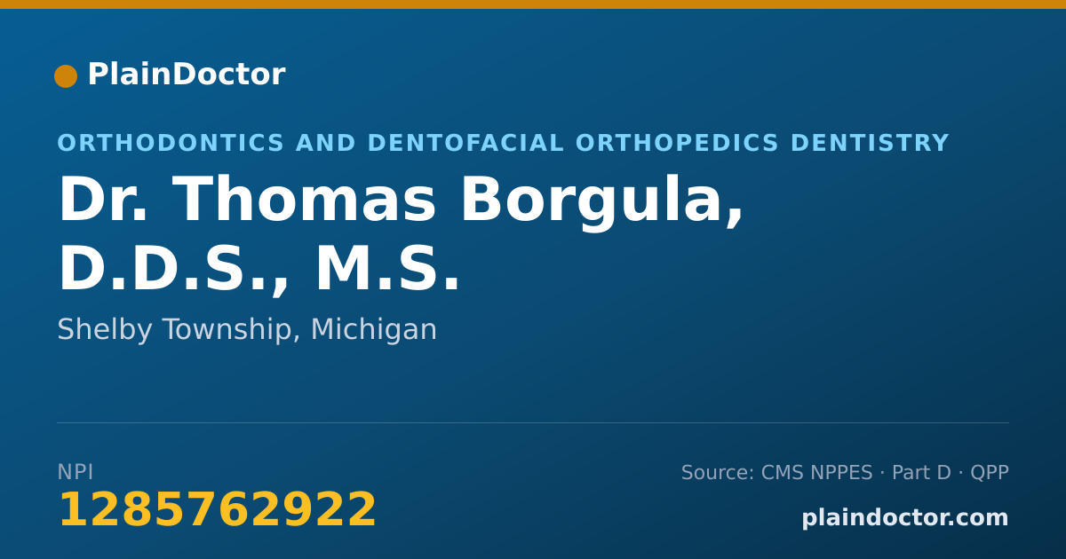 Shareable card for Thomas Borgula, D.D.S., M.S. - Orthodontics and Dentofacial Orthopedics Dentistry, Shelby Township, MI