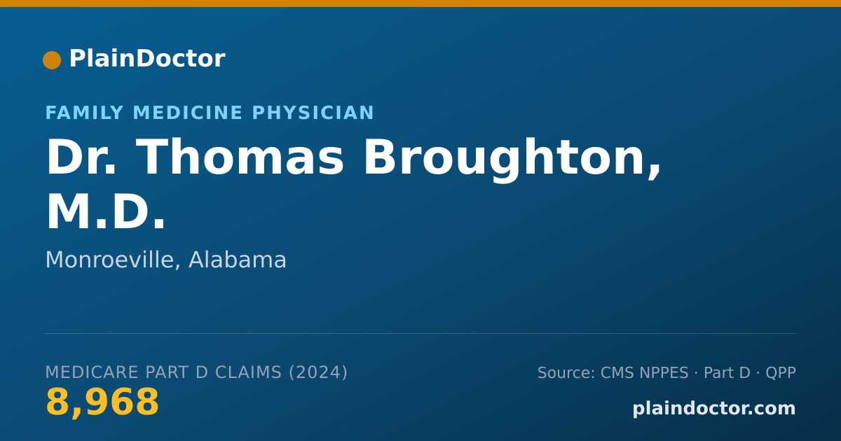 Shareable card for Thomas Broughton, M.D. - Family Medicine Physician, Monroeville, AL