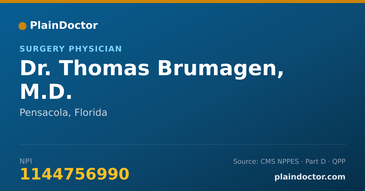 Shareable card for Thomas Brumagen, M.D. - Surgery Physician, Pensacola, FL
