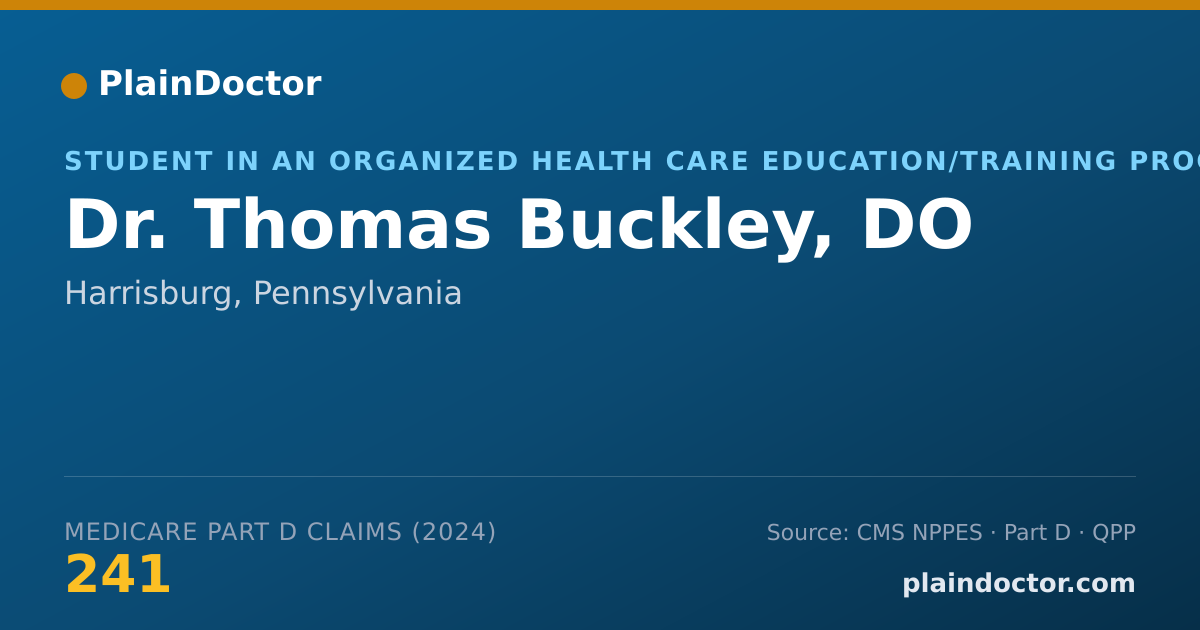 Shareable card for Thomas Buckley, DO - Student in an Organized Health Care Education/Training Program, Harrisburg, PA