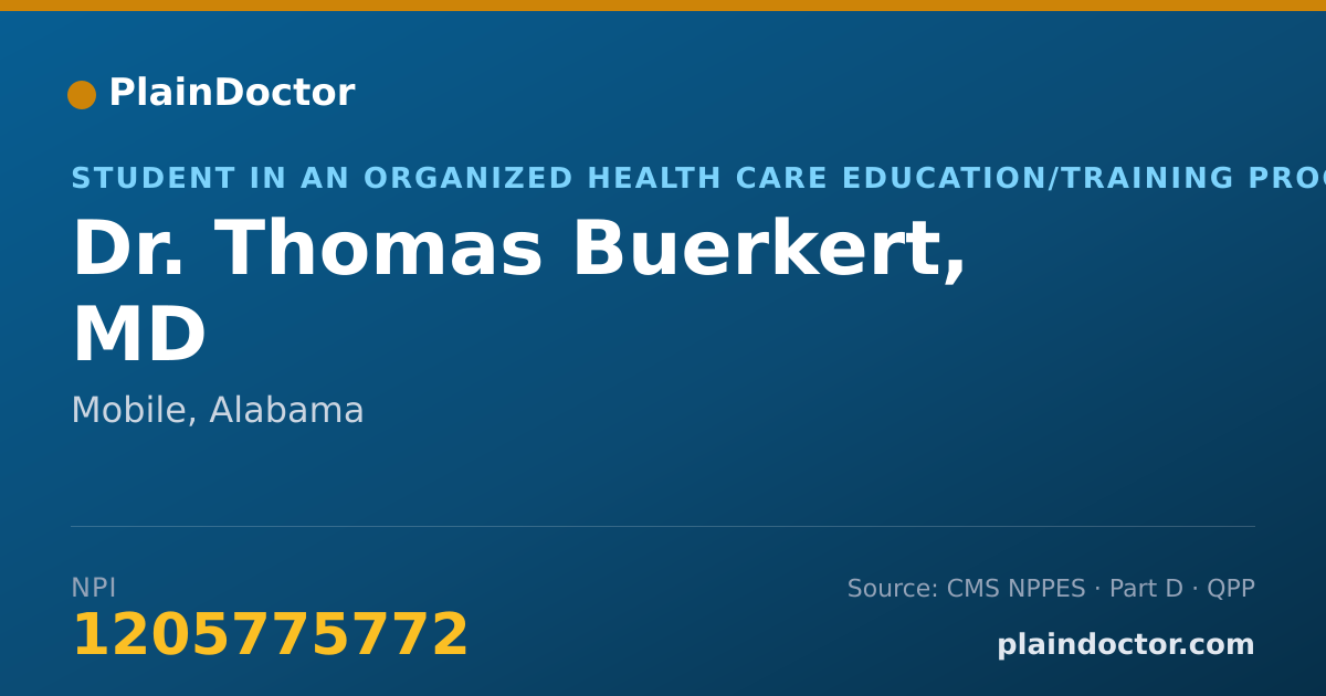 Shareable card for Thomas Buerkert, MD - Student in an Organized Health Care Education/Training Program, Mobile, AL
