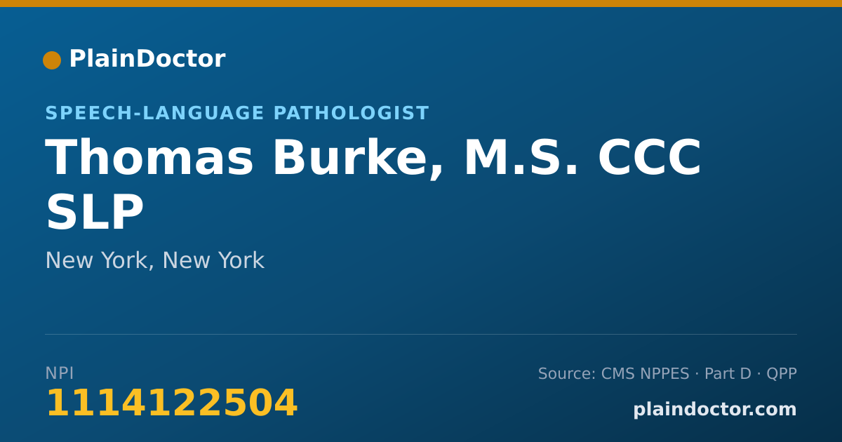 Shareable card for Thomas Burke, M.S. CCC SLP - Speech-Language Pathologist, New York, NY