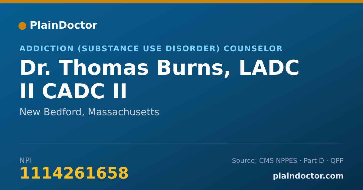 Shareable card for Thomas Burns, LADC II  CADC II - Addiction (Substance Use Disorder) Counselor, New Bedford, MA