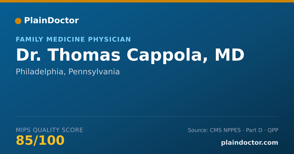 Shareable card for Thomas Cappola, MD - Family Medicine Physician, Philadelphia, PA