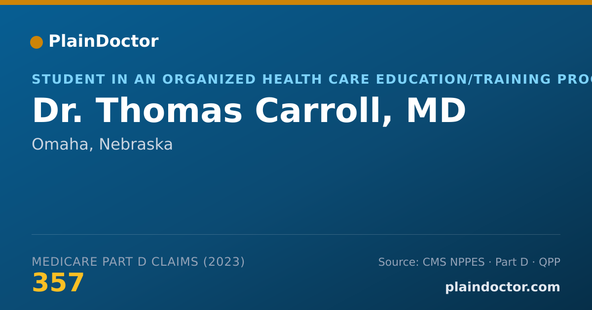 Shareable card for Thomas Carroll, MD - Student in an Organized Health Care Education/Training Program, Omaha, NE