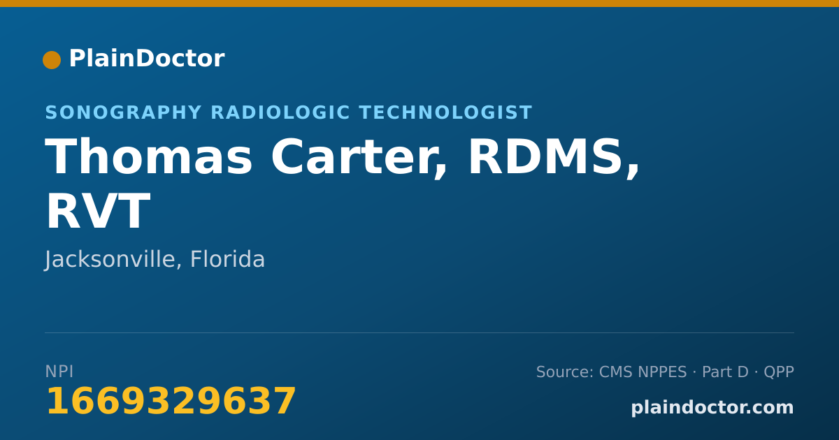 Shareable card for Thomas Carter, RDMS, RVT - Sonography Radiologic Technologist, Jacksonville, FL