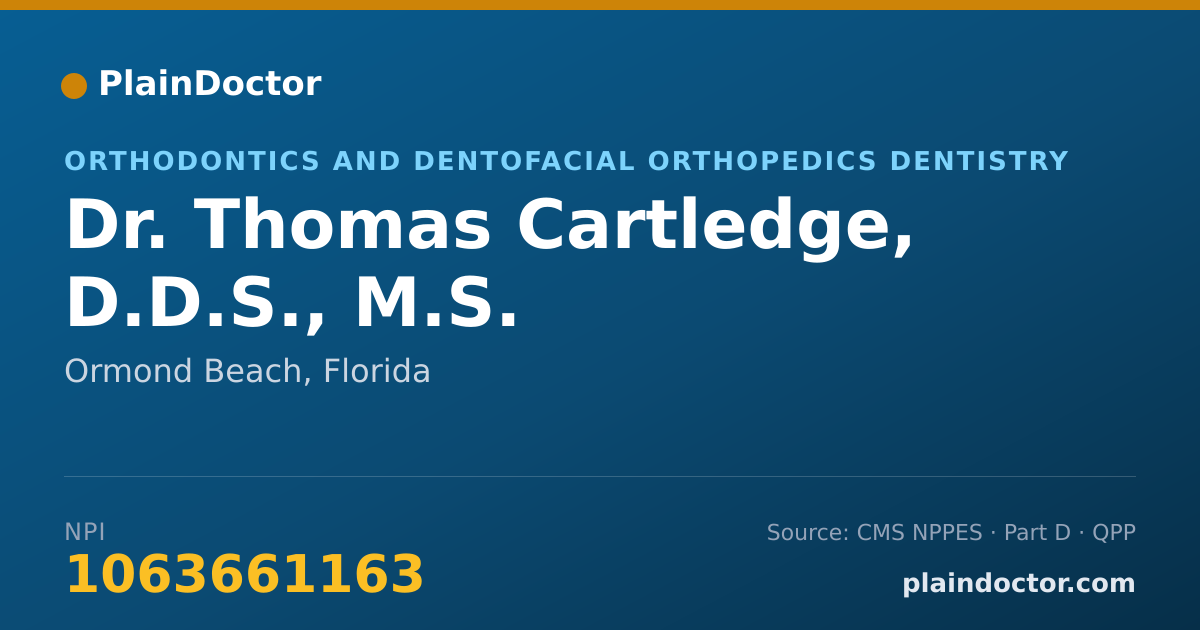 Shareable card for Thomas Cartledge, D.D.S., M.S. - Orthodontics and Dentofacial Orthopedics Dentistry, Ormond Beach, FL