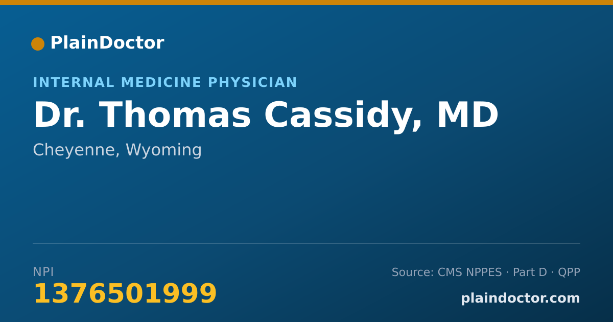 Shareable card for Thomas Cassidy, MD - Internal Medicine Physician, Cheyenne, WY
