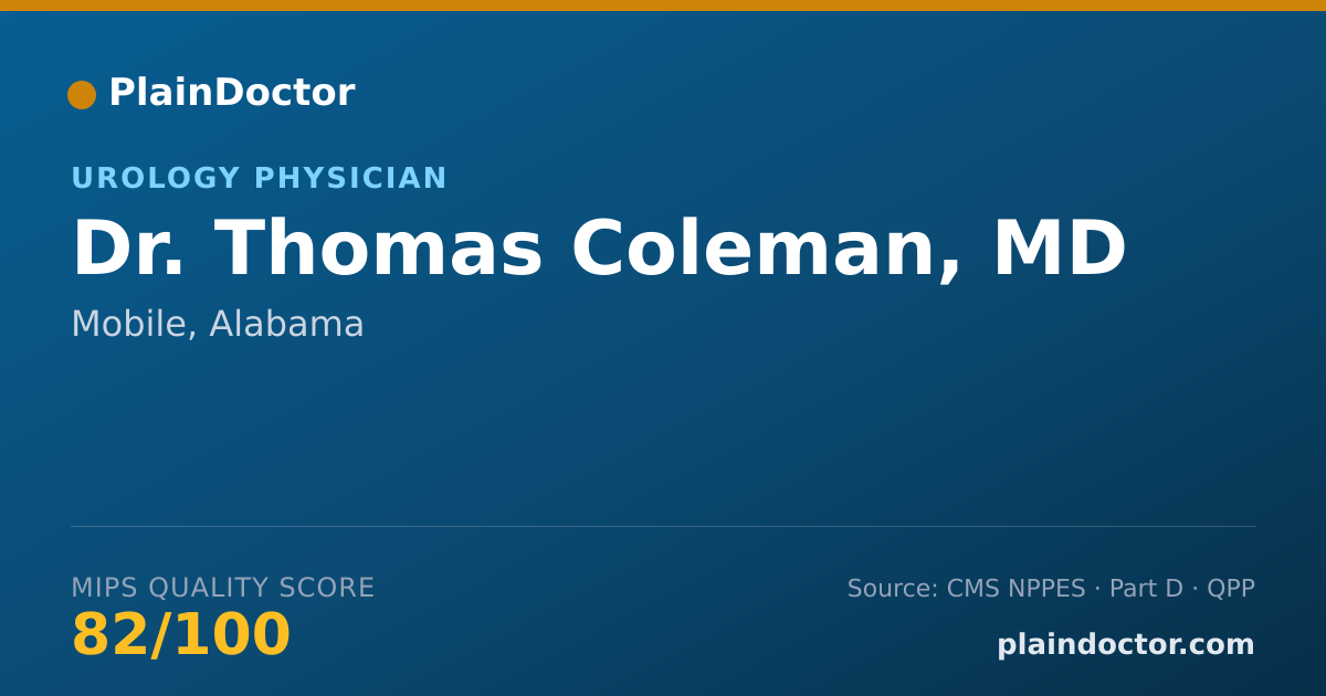 Shareable card for Thomas Coleman, MD - Urology Physician, Mobile, AL