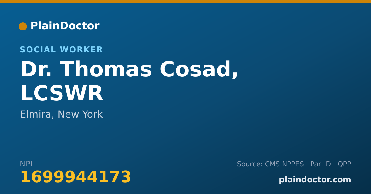 Shareable card for Thomas Cosad, LCSWR - Social Worker, Elmira, NY