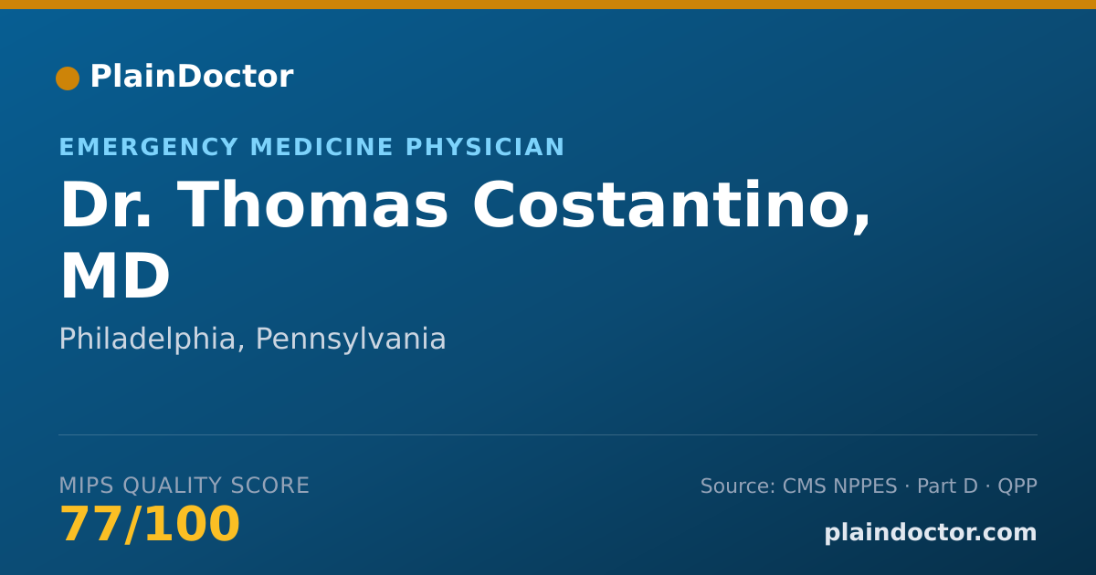Shareable card for Thomas Costantino, MD - Emergency Medicine Physician, Philadelphia, PA