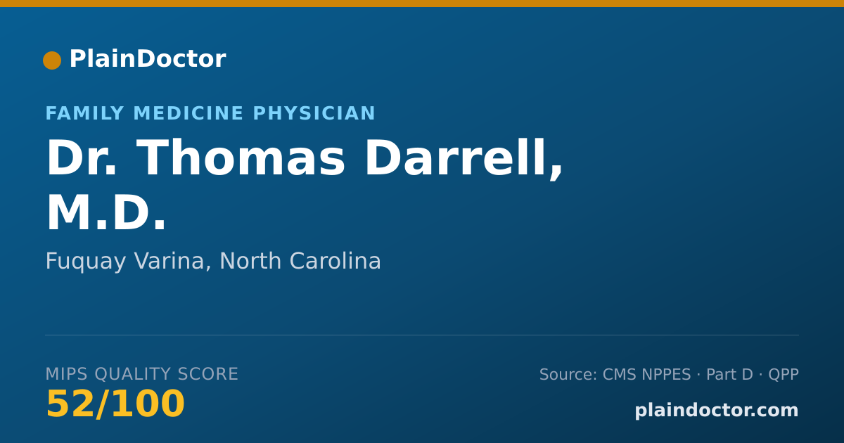Shareable card for Thomas Darrell, M.D. - Family Medicine Physician, Fuquay Varina, NC