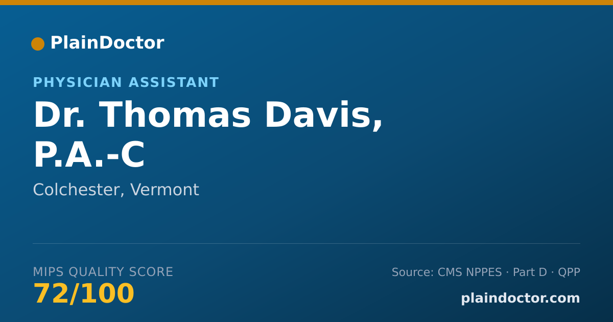Shareable card for Thomas Davis, P.A.-C - Physician Assistant, Colchester, VT