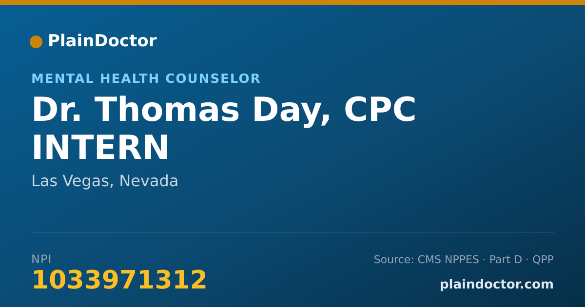 Shareable card for Thomas Day, CPC INTERN - Mental Health Counselor, Las Vegas, NV