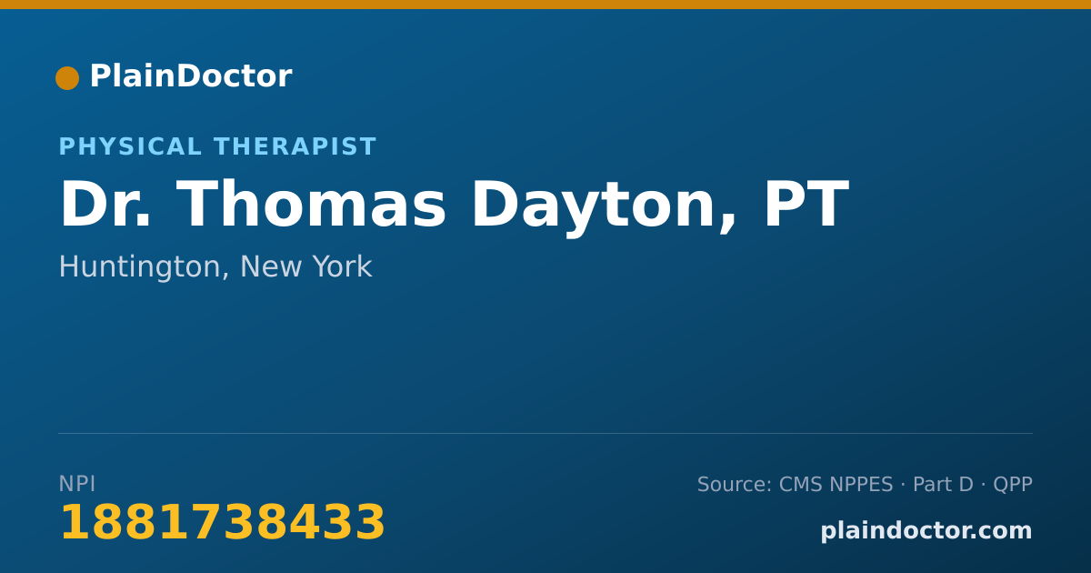 Shareable card for Thomas Dayton, PT - Physical Therapist, Huntington, NY