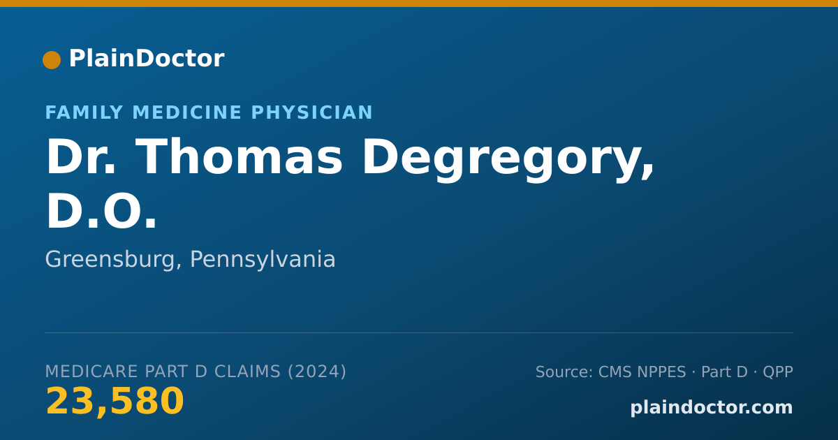 Shareable card for Thomas Degregory, D.O. - Family Medicine Physician, Greensburg, PA