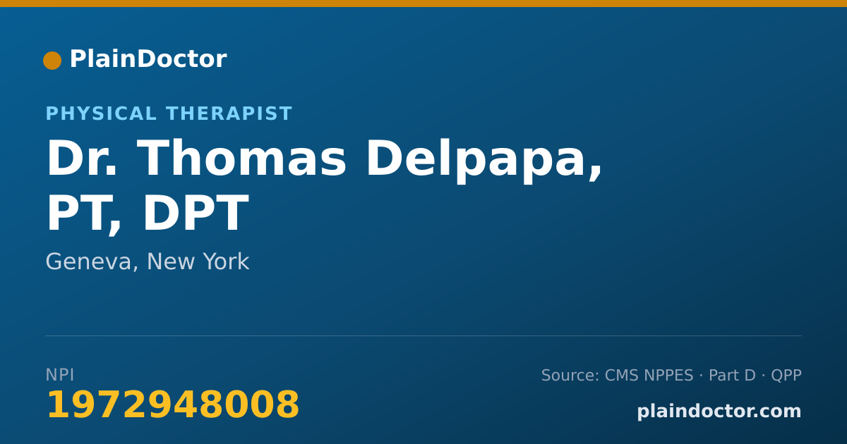 Shareable card for Thomas Delpapa, PT, DPT - Physical Therapist, Geneva, NY