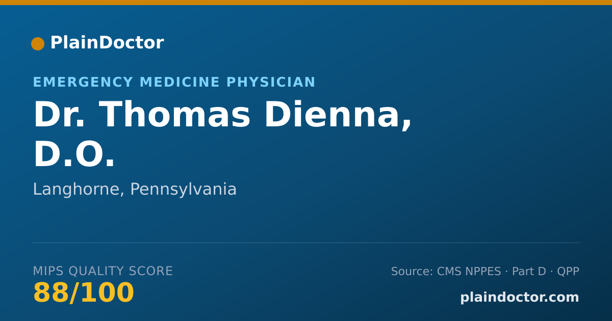 Shareable card for Thomas Dienna, D.O. - Emergency Medicine Physician, Langhorne, PA