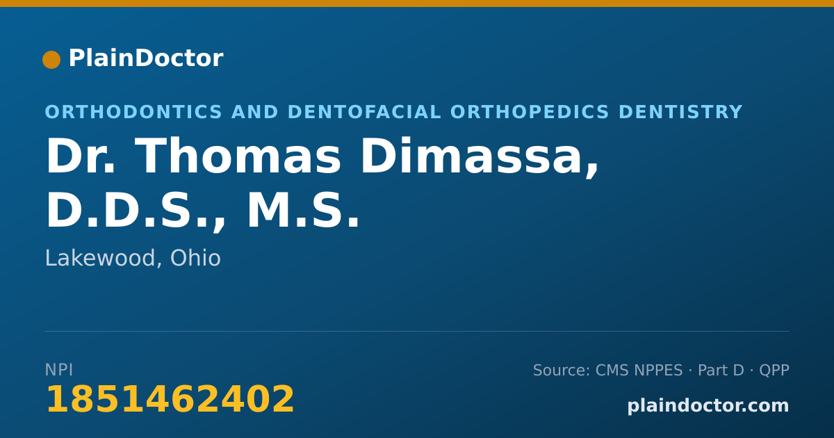 Shareable card for Thomas Dimassa, D.D.S., M.S. - Orthodontics and Dentofacial Orthopedics Dentistry, Lakewood, OH