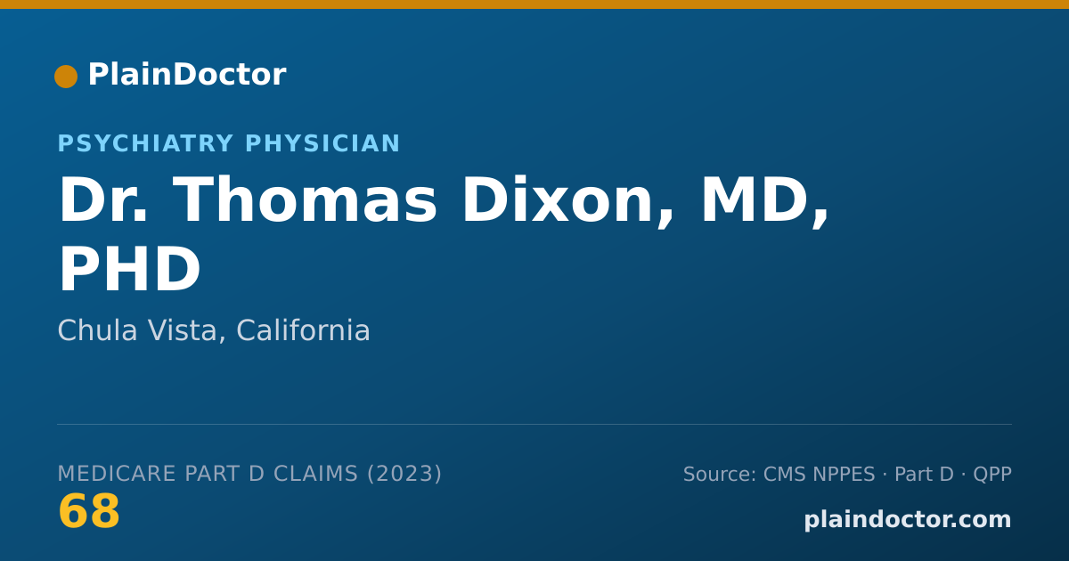 Shareable card for Thomas Dixon, MD, PHD - Psychiatry Physician, Chula Vista, CA
