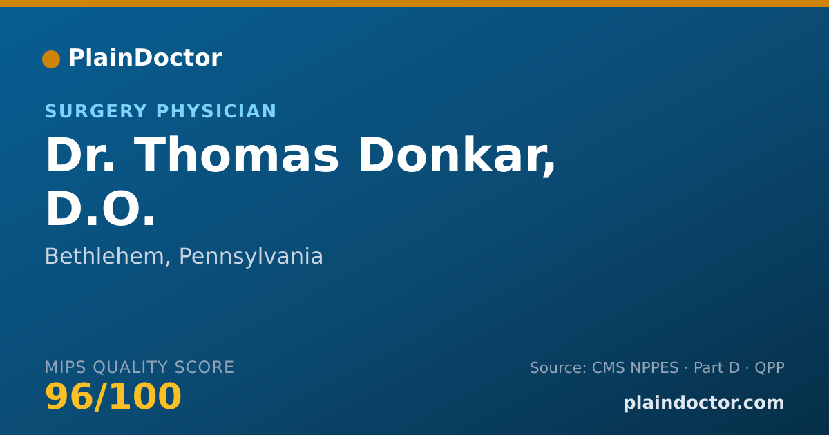 Shareable card for Thomas Donkar, D.O. - Surgery Physician, Bethlehem, PA