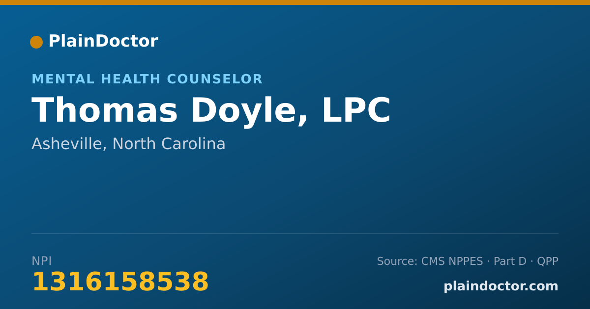 Shareable card for Thomas Doyle, LPC - Mental Health Counselor, Asheville, NC