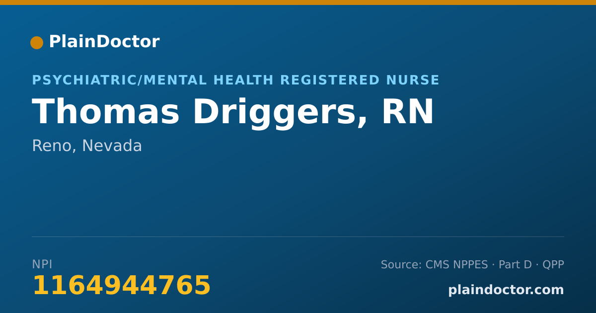 Shareable card for Thomas Driggers, RN - Psychiatric/Mental Health Registered Nurse, Reno, NV