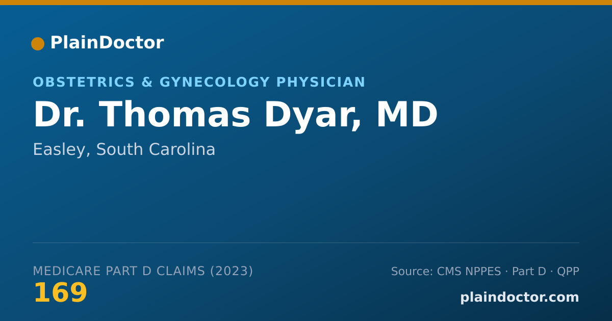 Shareable card for Thomas Dyar, MD - Obstetrics & Gynecology Physician, Easley, SC