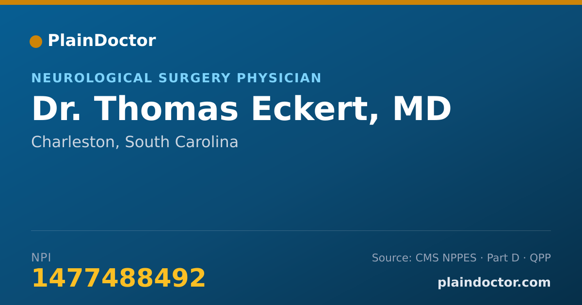 Shareable card for Thomas Eckert, MD - Neurological Surgery Physician, Charleston, SC