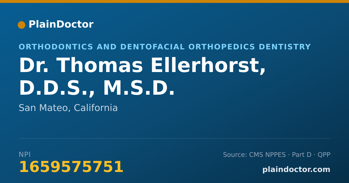 Shareable card for Thomas Ellerhorst, D.D.S., M.S.D. - Orthodontics and Dentofacial Orthopedics Dentistry, San Mateo, CA